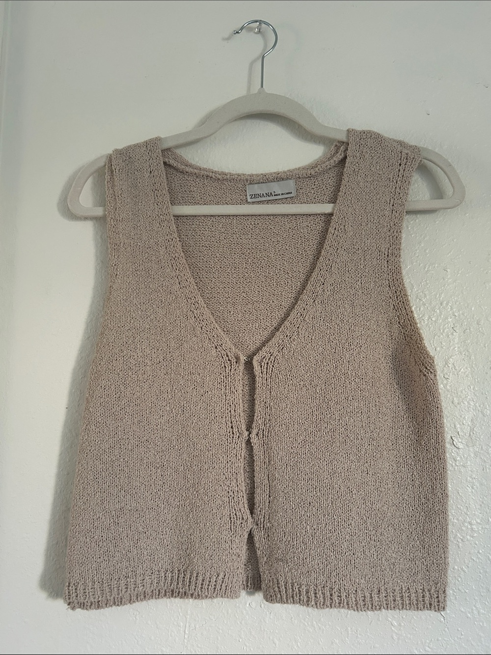 Zenana Outfitters Beige Knit Tank Vest